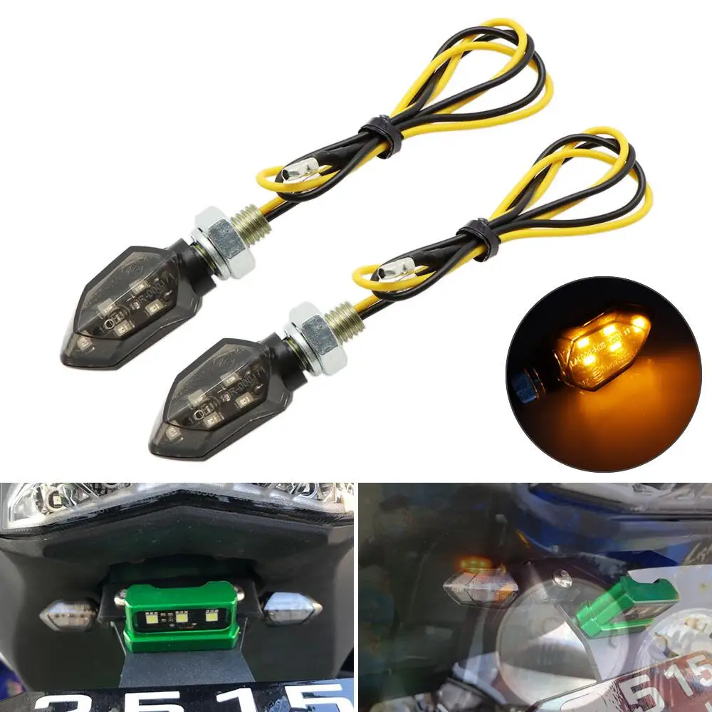 Clignotant LED universel pour moto, 2 pièces, Mini clignotant ambre, lampe Super lumineuse