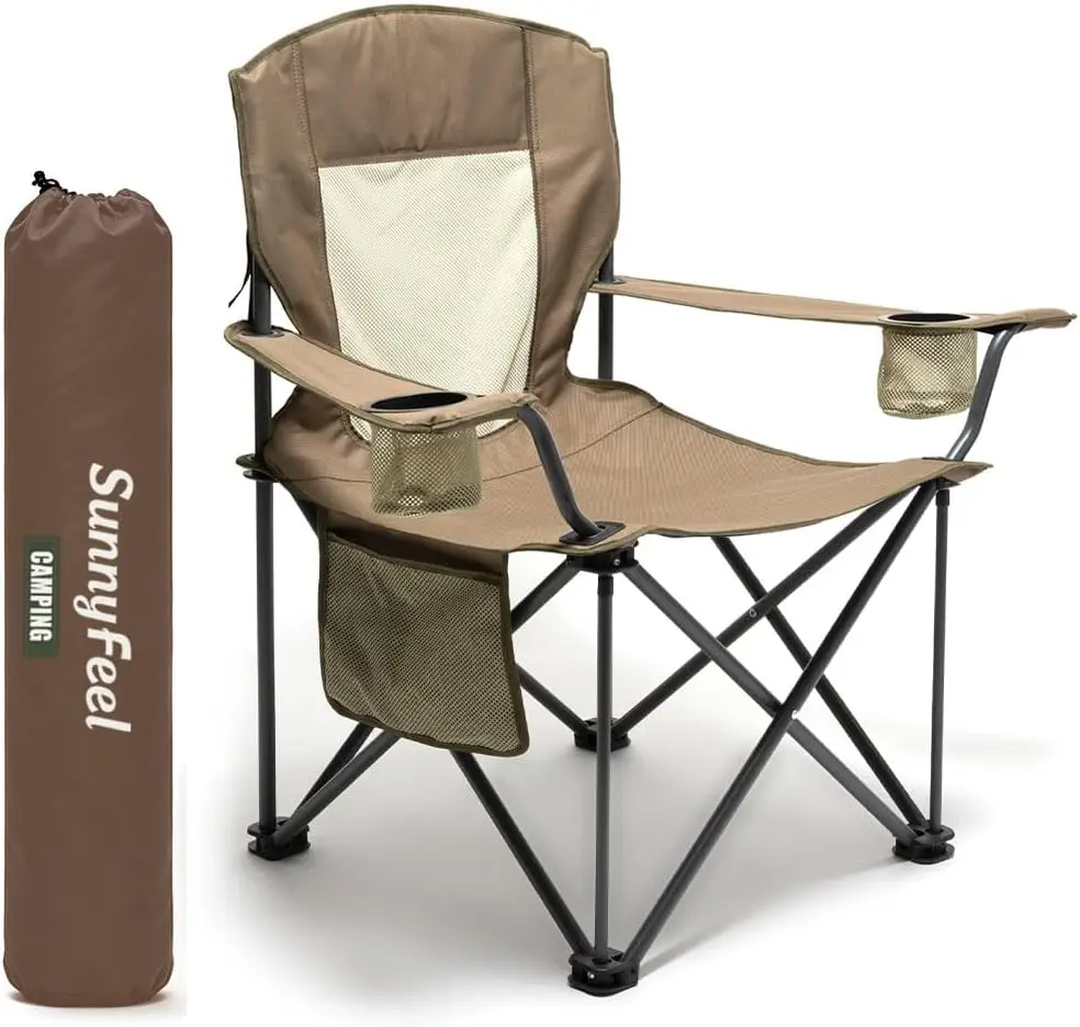 

Oversized Folding Camping Chair 500 LBS Heavy Duty with Cup Holder Pocket & Carry Bag for Outdoor