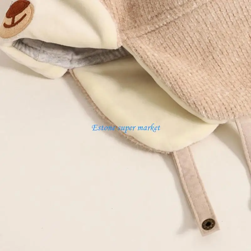 090B Ear Flaps Hat Baby Bear Ear Beanie Hat Infant Winter Hat Outdoor Sports Headwear