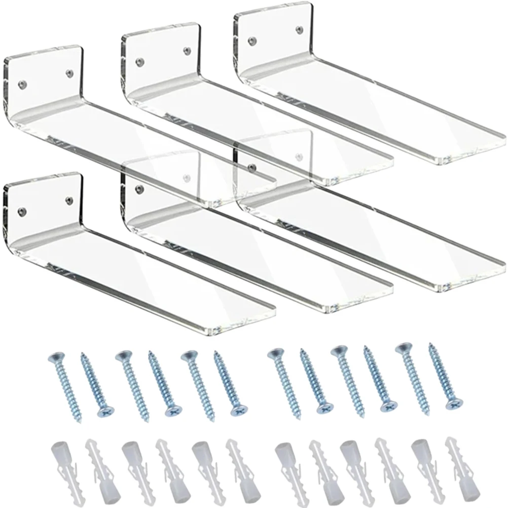 

6pcs Floating Shoe Display Rack Transparent Acrylic Sneakers ganizer White Smooth Edges Wall Mount Clear Shelf Storage