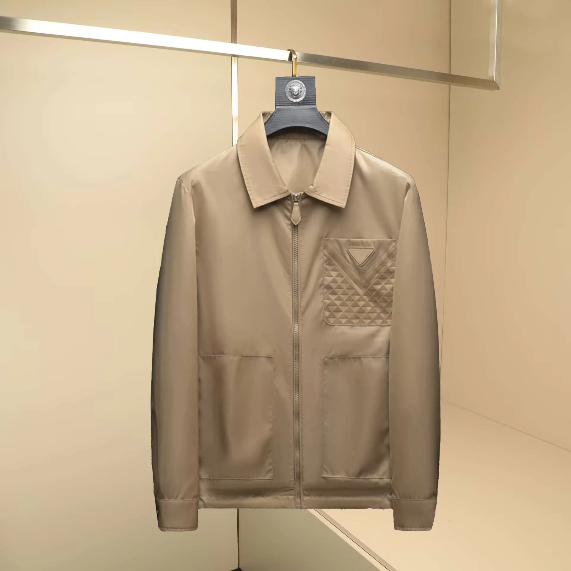 

Высококачественное мужское пальто-джат с длинным воротником све и этикеткой, осень-зима, модное городское пальто из полиэфирного волокна на молнии, де...