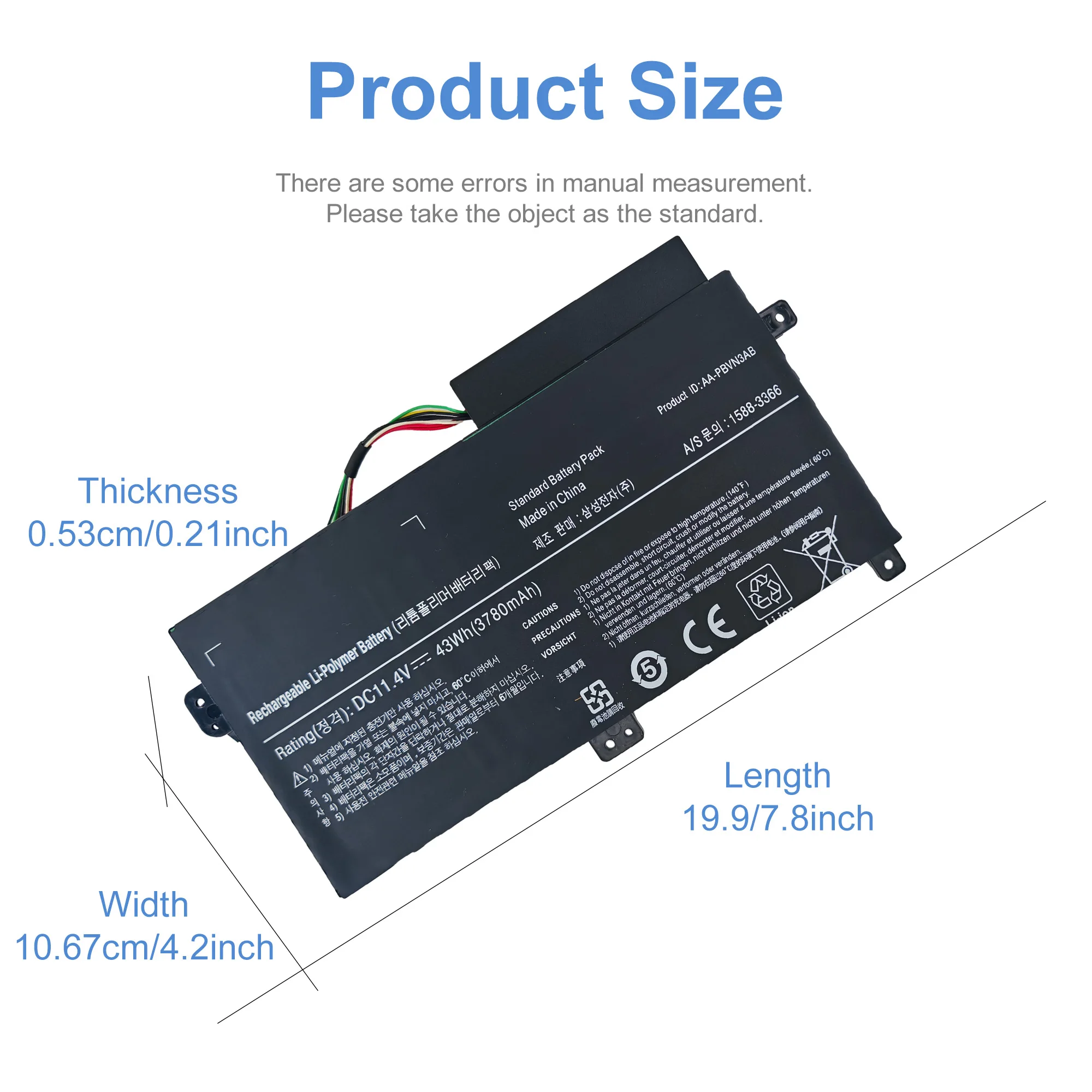 AA-PBVN3AB Laptop Battery for Samsung NP370 NP370R4E NP370R5E NP510R5E NP450R4V NP450R5V NP470R5E 510R5E BA43-00358A 11.4V/43Wh