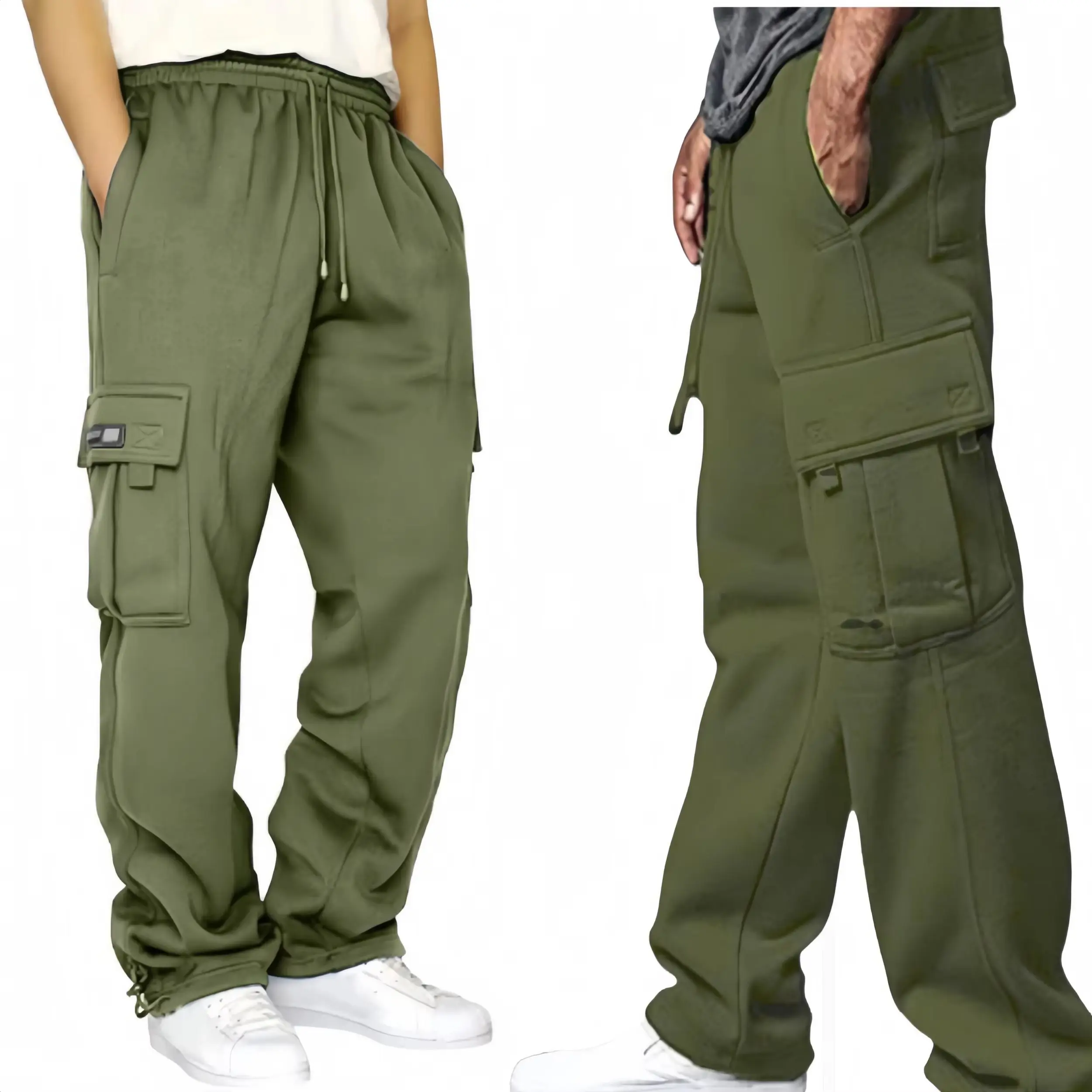 Men's Loose Fit Cargo Sweatpants Autumn Long Sport Jogging Overalls Joggers with Pockets Streetwear Trousers