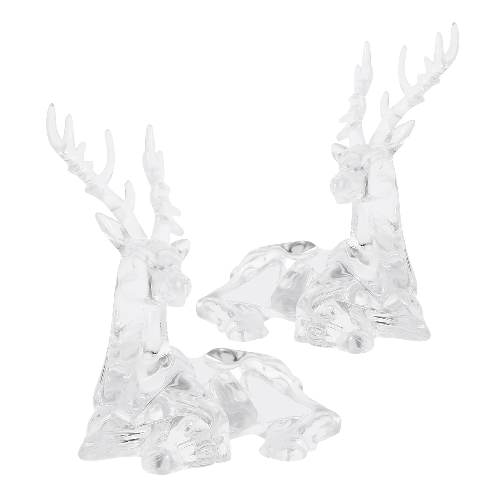 

2Pcs Christmas Elk Ornament - Transparent Deer Sculpture Elegant Tabletop Decor for Fireplace Window Display Xmas Stocking