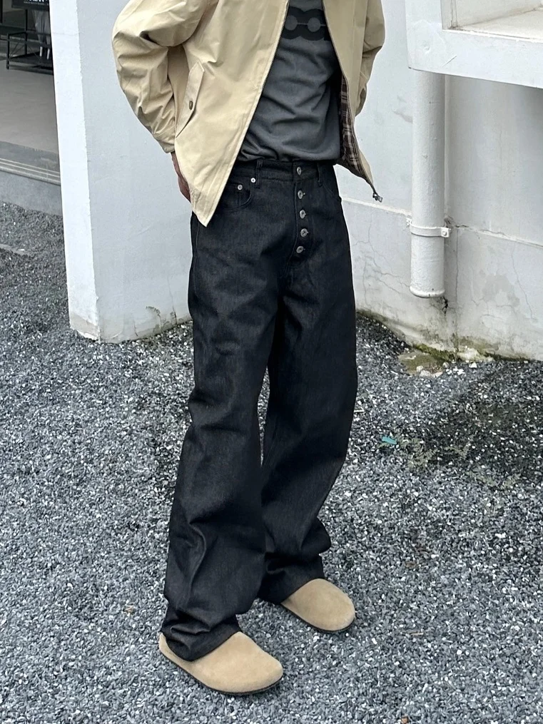 

Cleanfit American Sle Five-Button Loose Straight Leg Original Bla Jeans Men's Wide Leg Pants Casual Youth ular Jeans