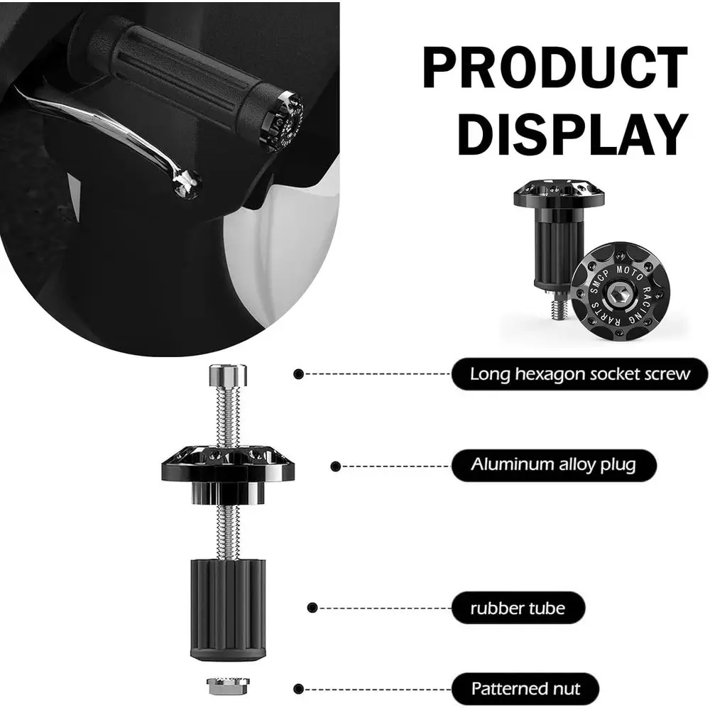 2 PCS Motorcycle Bar End Plugs, Alloy Handlebar Grip End s, it or Motorcycles with Handlebar Inner Diameter o 16-18MM (Black) image 3