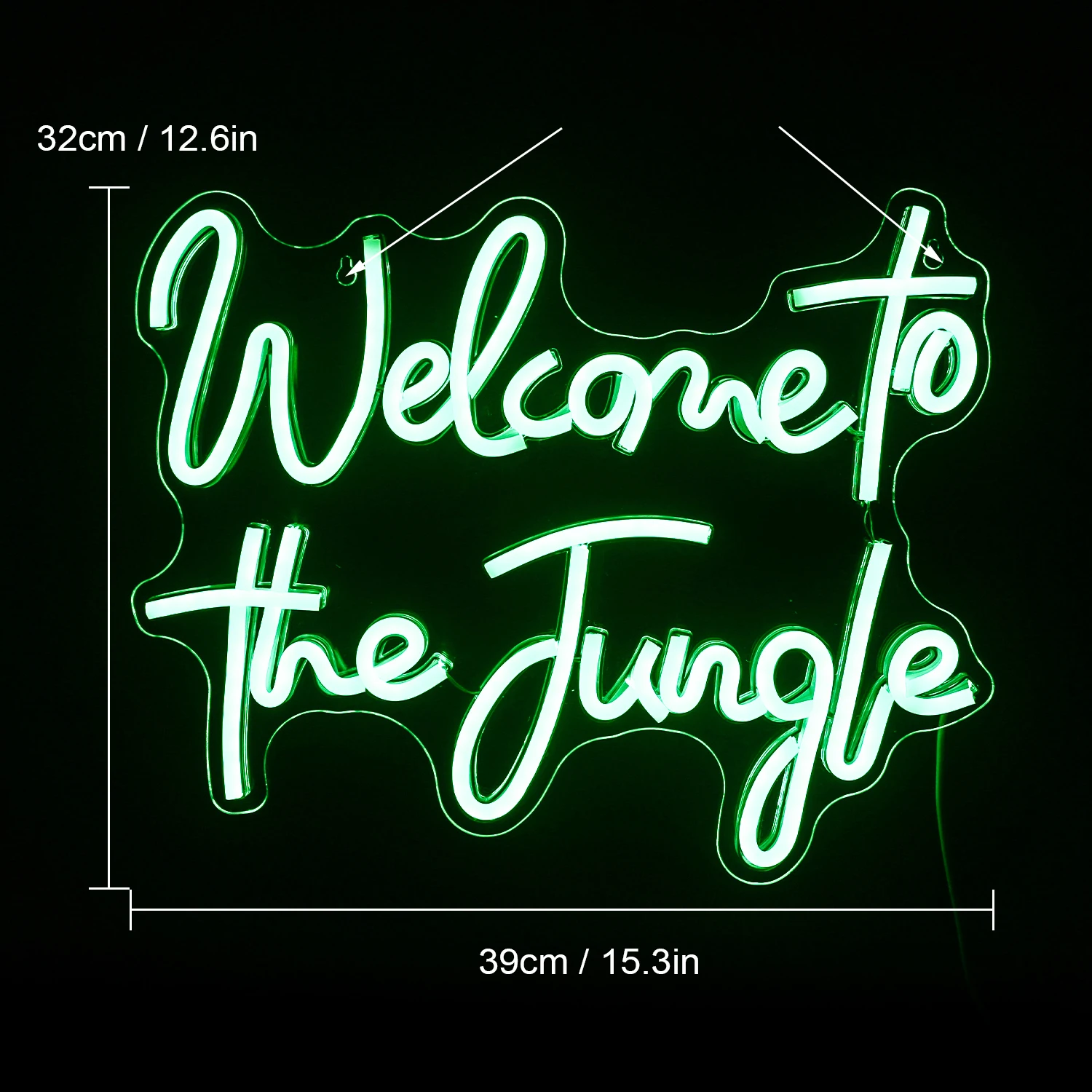 Bienvenido a la jungla, letrero LED de neón, luces decorativas verdes, decoración estética de la habitación, lámpara de pared artística USB, adornos brillantes para fiesta