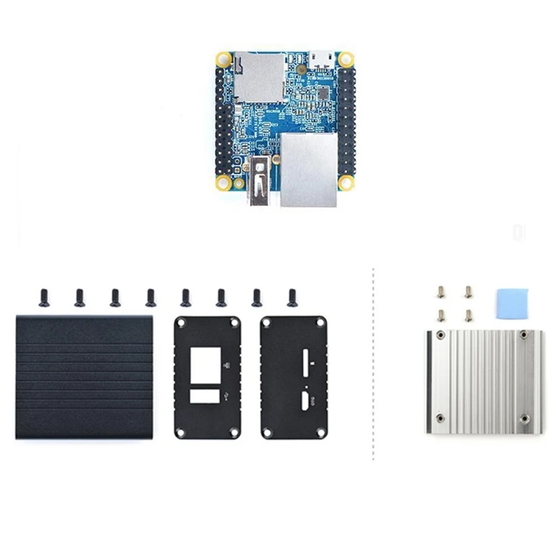 Hot For NanoPi NEO Development Board+Heat Sink+Metal Case Kit Allwinner H3 Quad Core 512MB RAM Openwrt/LEDE Complete Machine
