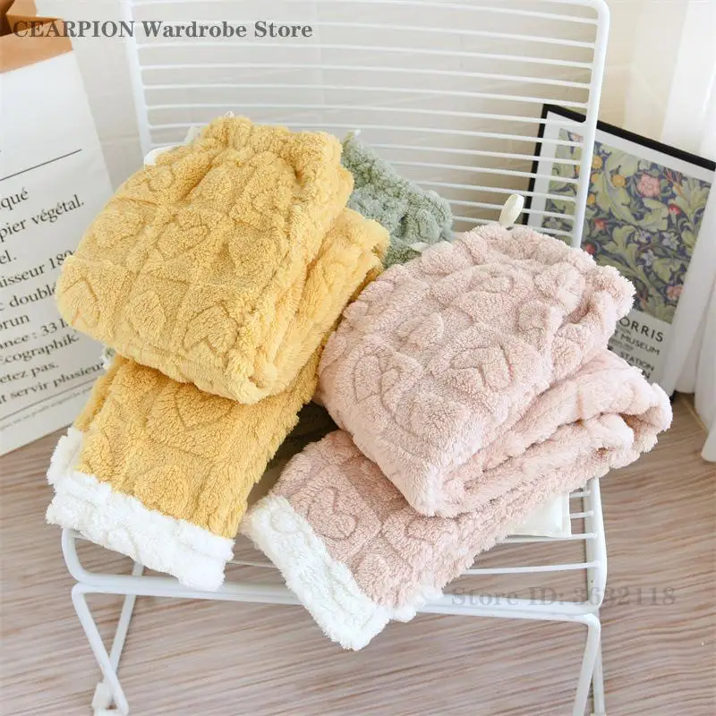 

Зимние фланелевые штаны для сна, женская повседневная домашняя одежда, утепленные теплые пижамные брюки, однотонные свободные пижамы из кораллового флиса