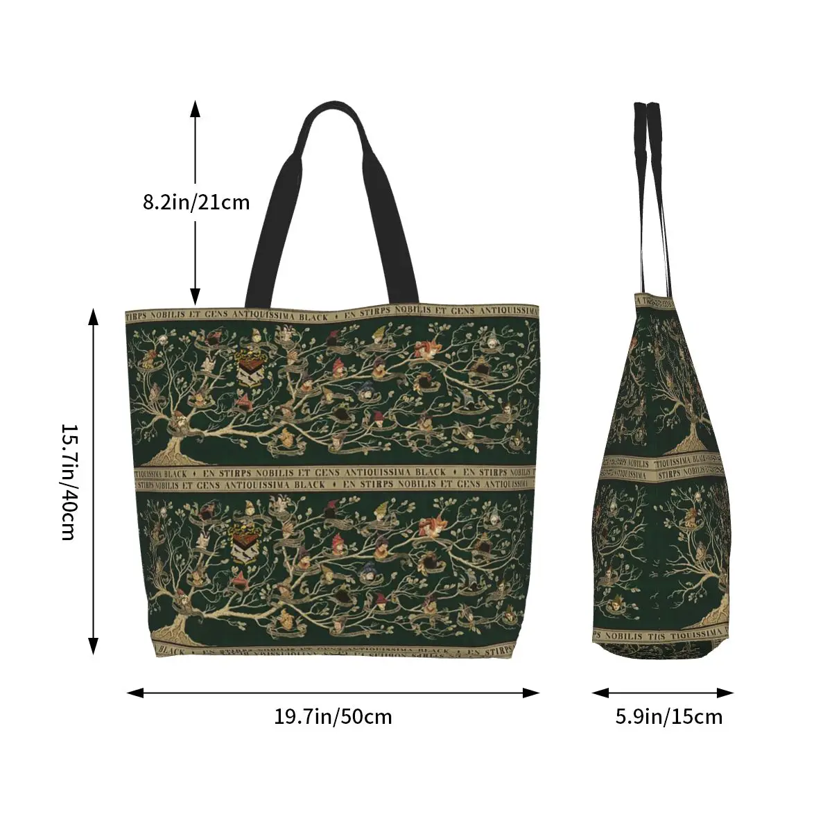 Noble House Of Black Family Tree Shopping Tote Bag Canvas Large Capacity Shoulder Bags Shopper Grocery Handbag for Women