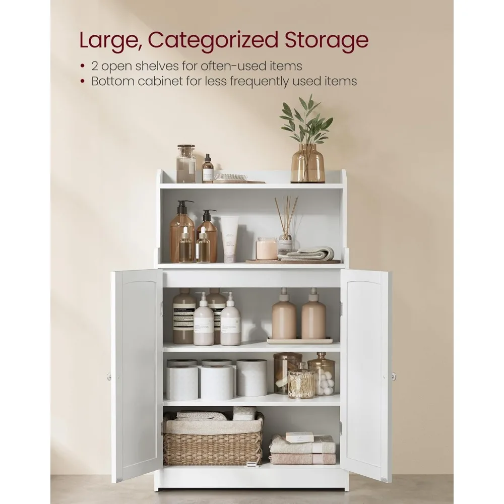 Bathroom Storage Cabinet, Bathroom Floor Cabinet with 2 Doors, 2 Adjustable Shelves, 11.8 x 23.6 x 39.4 Inches, FreestandingW01