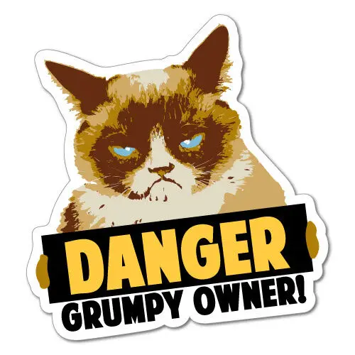 Danger Grumpy Owner Sticker Cat  Decal Funny Vinyl Bumper Waterproof Car Coffee  Auto Exterior Accessories