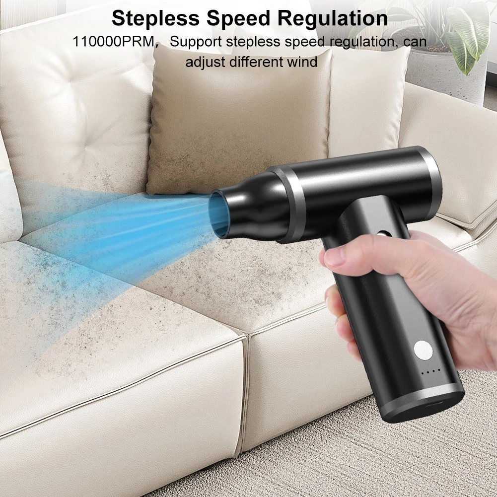 

110000PRM Electric Air Duster Brushless Motor Portable Air Blower 2000mAh Handheld Dust Blower for Electric Devices Cleaning