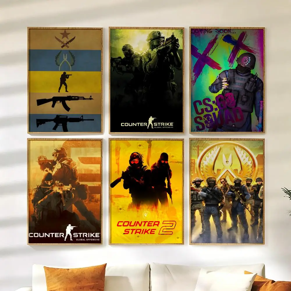 Game C-CSGO Poster Wall Stickers HD Painting Self Adhesive Art Decals for Bedroom Living Room Home Decor