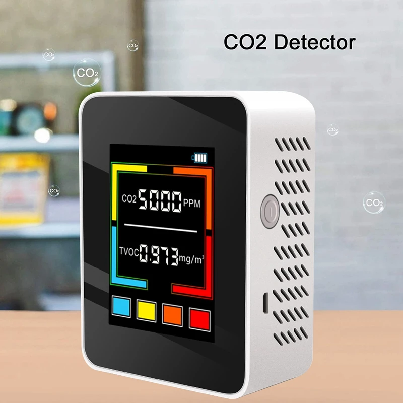 

CO2 Detector Air Quality Monitor TVOC Detector CO2 Meter LCD Display Carbon Dioxide TVOC For Home School Office