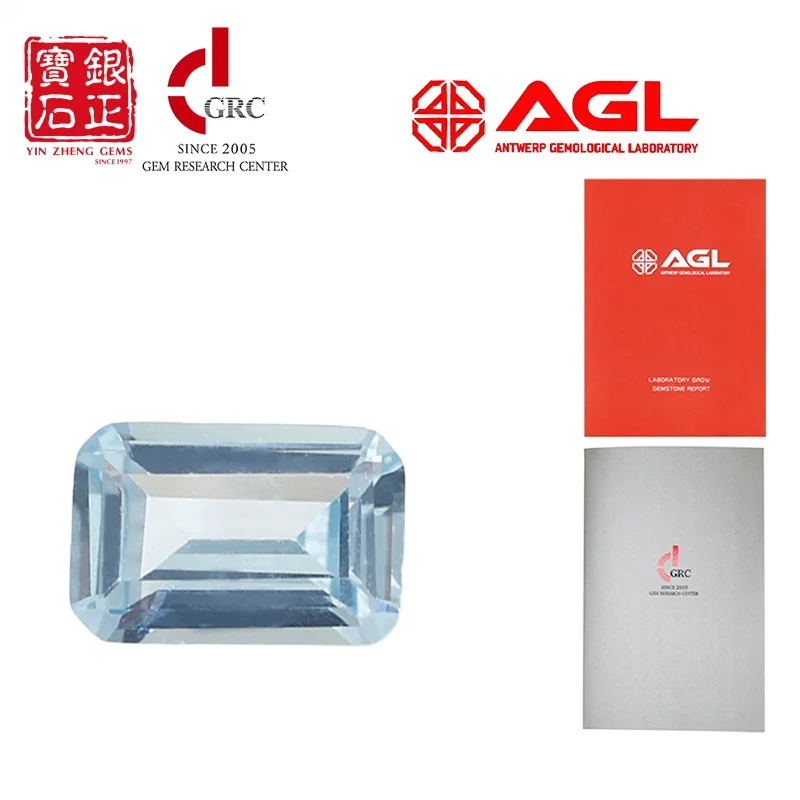 Flame Melted Light Aquamarine Spinel Emerald Cut With AGL Certificate Loose Gemstone For Jewelry DIY Making Ring Earring