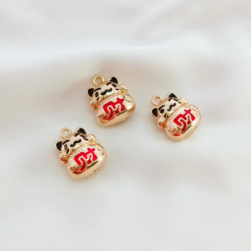 14K مطلية بالذهب الصلبة النفط يقطر Maneki Neko قلادة سوار قلادة قلادة ، DIY بها بنفسك اليدوية مجوهرات الإكسسوارات المواد
