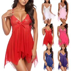 Sexy Lingerie Open Crotch Lace Sleepwear Hot Erotic Costumes Wedding Sexiest Nighties Women Babydolls Transparent Sex Dress