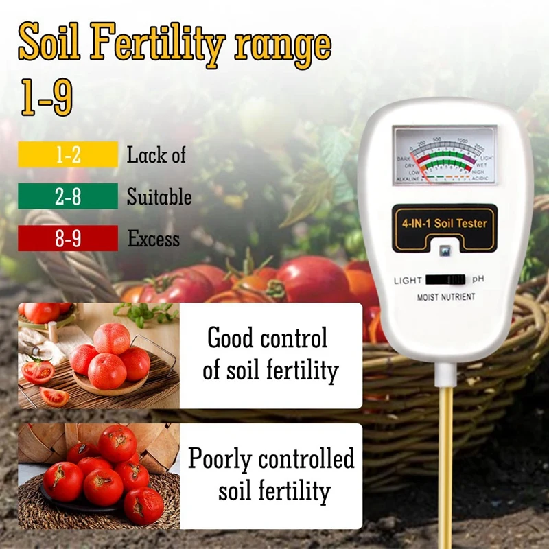 4 In 1 Soil Moisture Meter PH Tester Humidity Light Nutrient Meter For Plant Cultivation Garden Tools For Potting Plant Durable