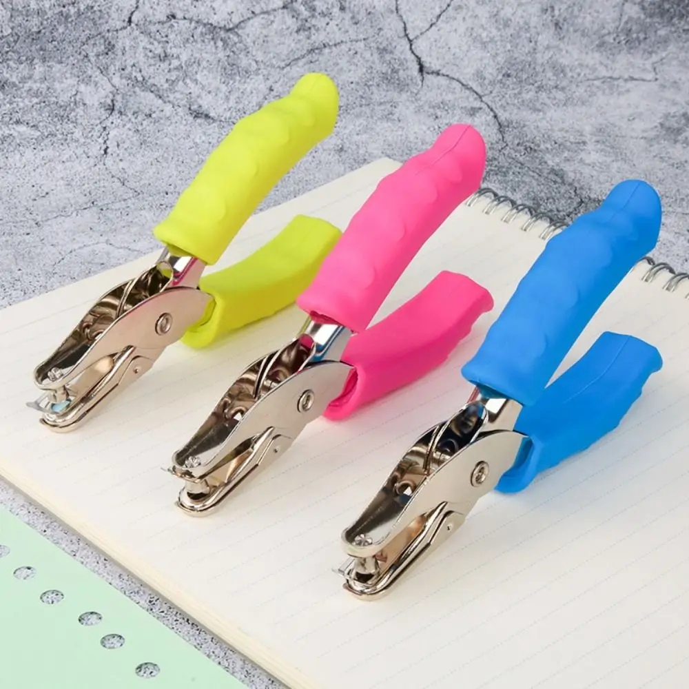 2Pcs 3/6mm Single Hole Punching Machine Portable Creative Handheld Hole Punch 3 Color Available Rubber Handle Mini Paper Puncher
