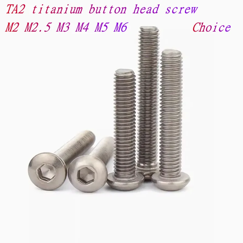 5 uds-10 Uds iso7380 m2 m2.5 m3 m4 m5 m6 TA2 tornillos de cabeza de botón hexagonal de titanio