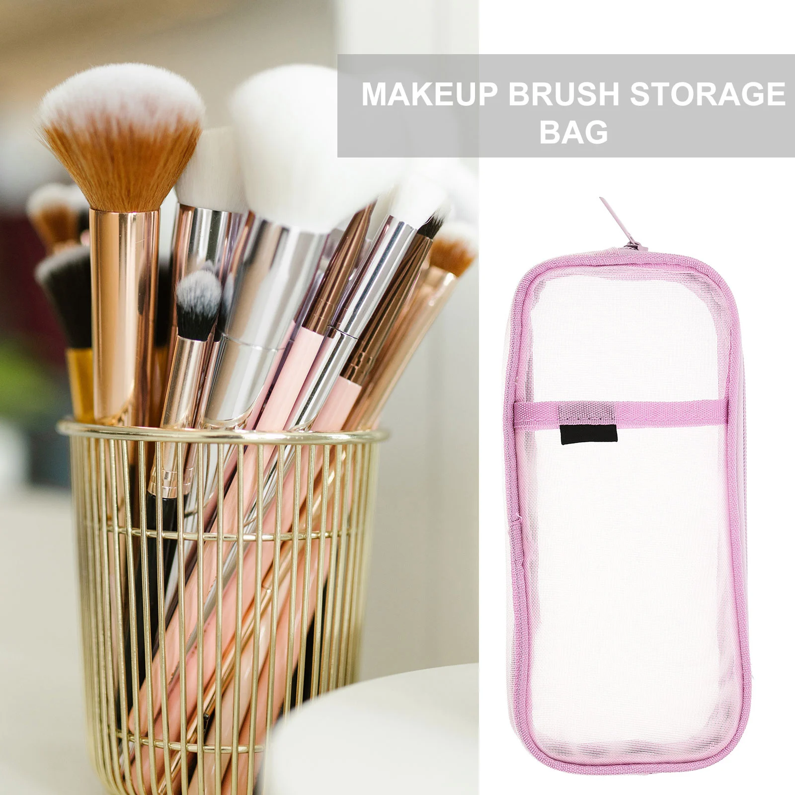 

Large Capacity Pencil Bag Multi-Function Zipper Pen Case Portable Stationery Organizer Makeup Brush Holder Clear Mesh Design