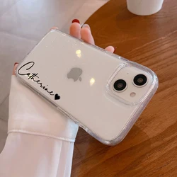 Luxury Bling Glitter Clear Case for IPhone 15 14 13 11 12 Pro Max Personalised Customized NameTransprent Soft Cover 15 Pro Max