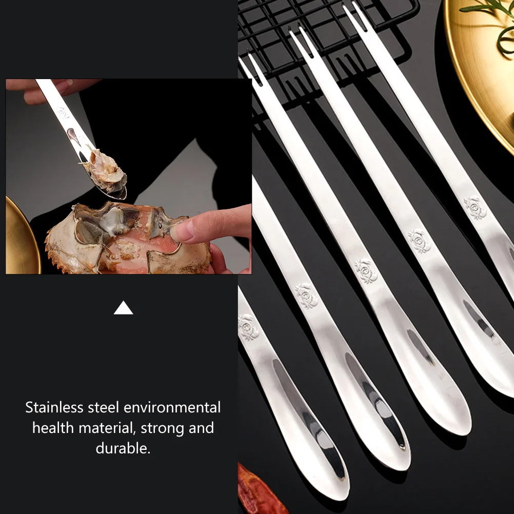 

4Pcs Stainless Steel Crab Eating Tools Set Seafood Openers Kit for Crab Lobster Shellfish Peeling Forks Spoon