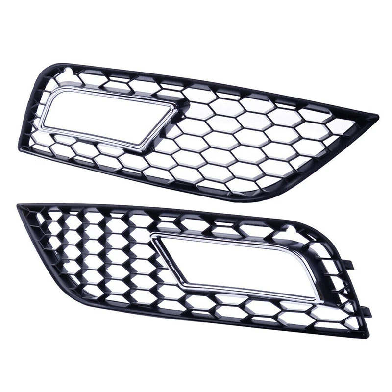 Front Bumper Fog Light Lamp Grille Covers Honeycomb Mesh RS4 Style For Audi A4 B8.5 Facelift 2013 2014 2015 2016