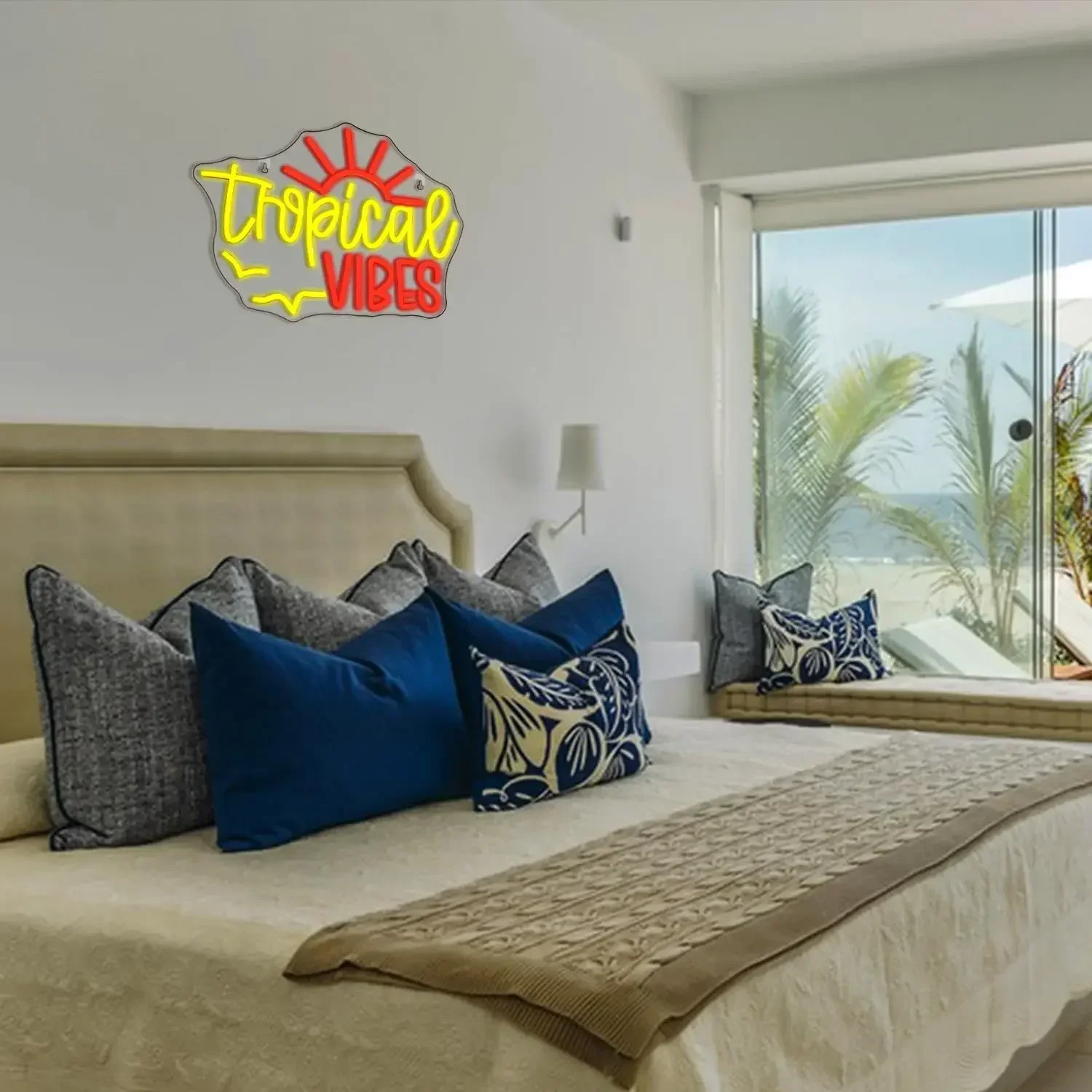 Tropical VIBES Neon Sign USB Dimmable LED Neon Light Sign for Drink Bar Man Cave Bedroom Hotel Shop Game Room Party Wall Decor