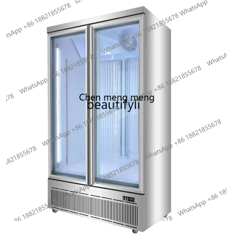 

182Q Freezing Display Cabinet Commercial Frozen Meat Vertical Refrigerator Double Door Display Glass Door Low Temperature Freeze