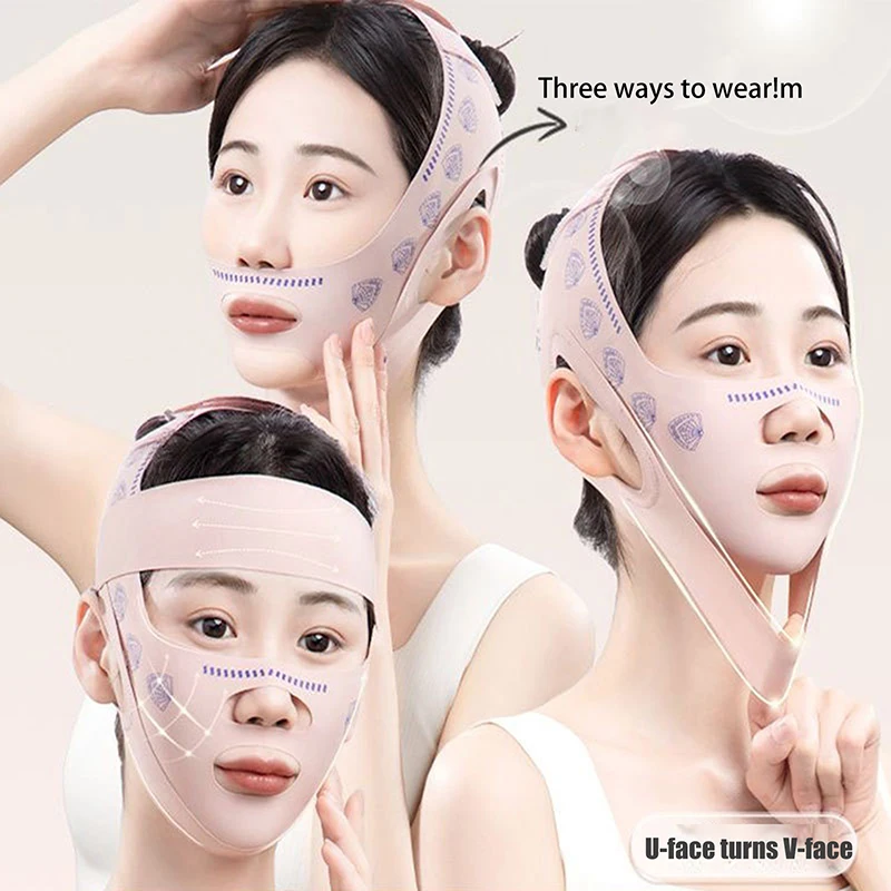 Adjustable V Line Face Sculpting Mask 3 Fold Compression Chin Wrap Latex Free Sleep Strap Facial Lifting Tightening Night Use - view 4