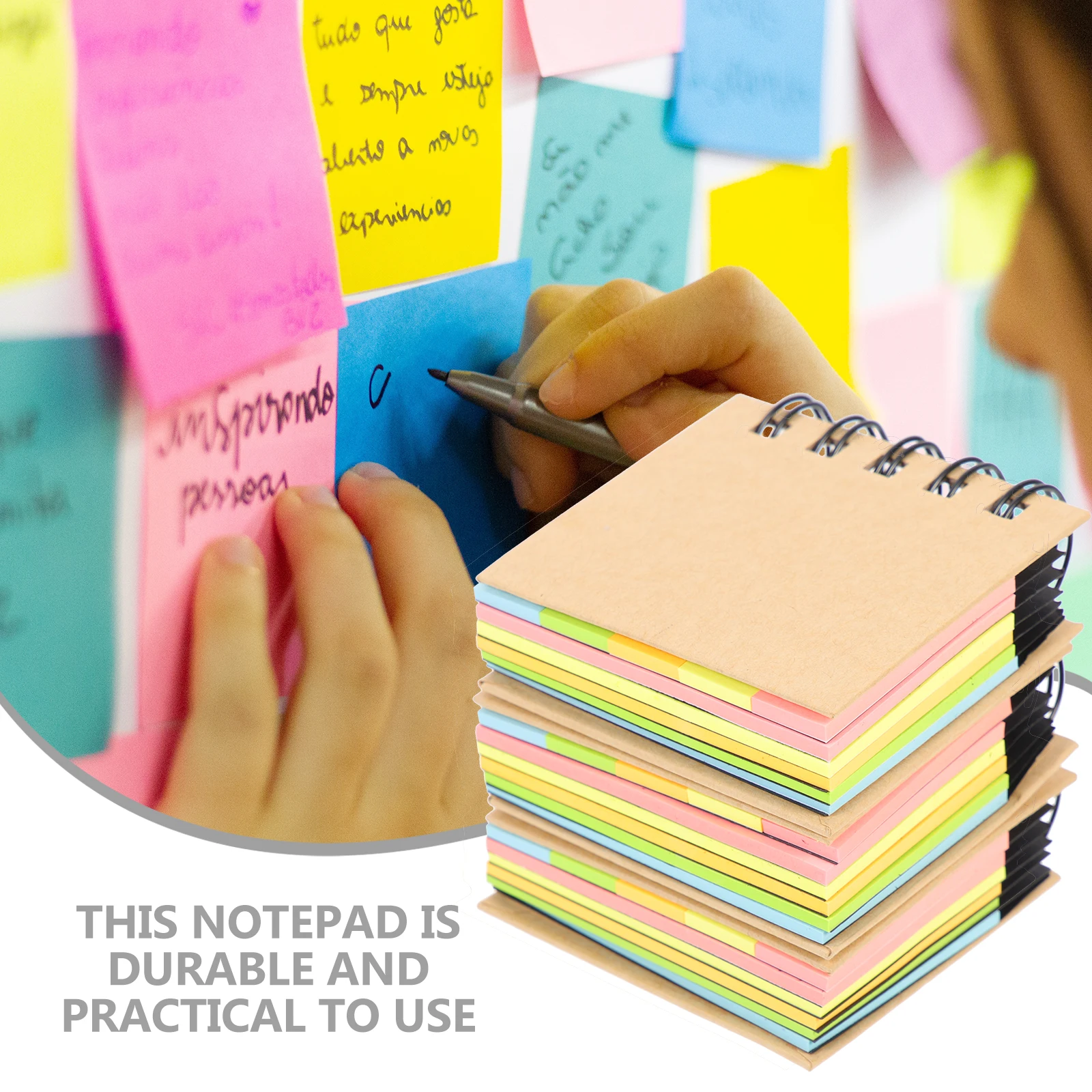 

3pcs Coil Notebooks Portable Flashcards Double Offset Paper Smooth Surface Stylish Writing Recording Daily