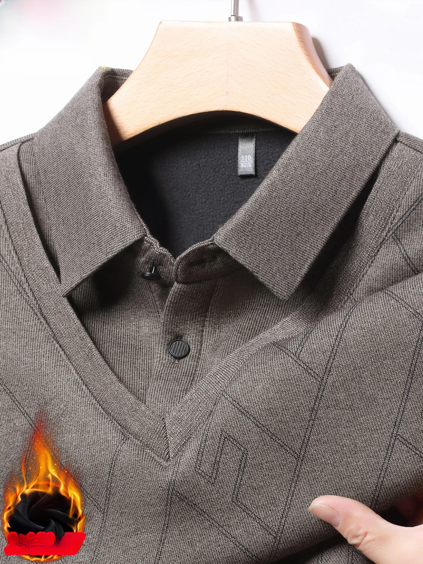 

Men's Fce Lined Thiened Sweater Fake Two-Piece Cotton Blend Faionable Dad Clothes Autumn Winter Sle Casual Urban Wear