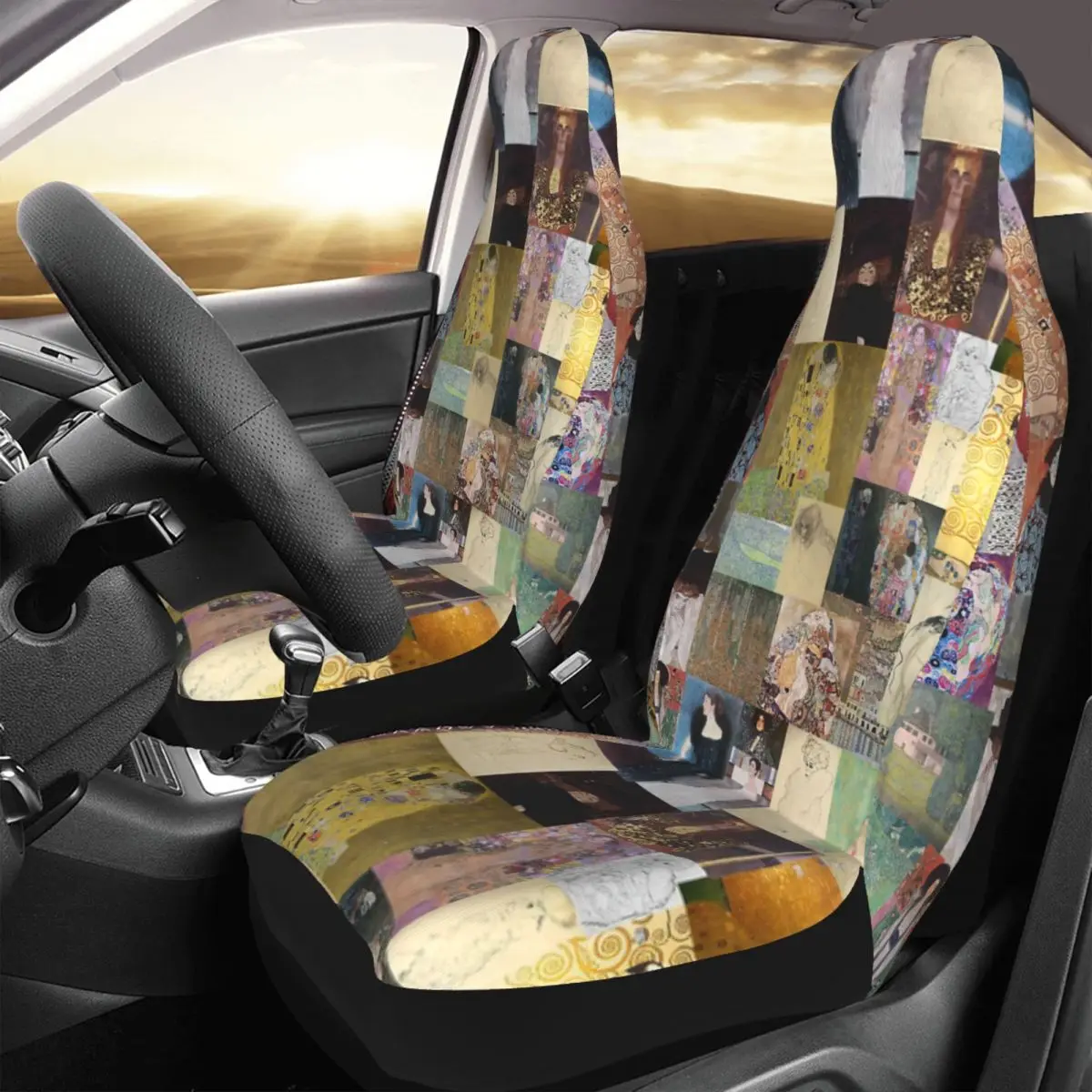 

Klimt Collage Car Seat Cover Custom Printing Universal Front Protector Accessories Cushion Set