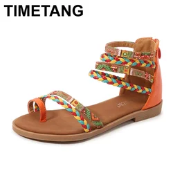 Summer Women Sandals Fashion Ankle Strap Roman Flat Sandals Plus Size Beach Shoes Non-Slip Female Slippers sandal