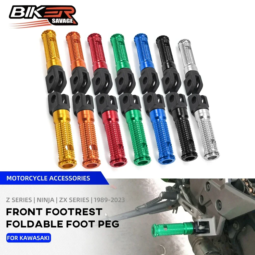 

Front Foot Pegs For KAWASAKI Z125 Z650 Z900 Z1000 NINJA 250 300 650 H2 SX ZX-6R/9R EX250R 300R Motorcycle Accessories Footrests