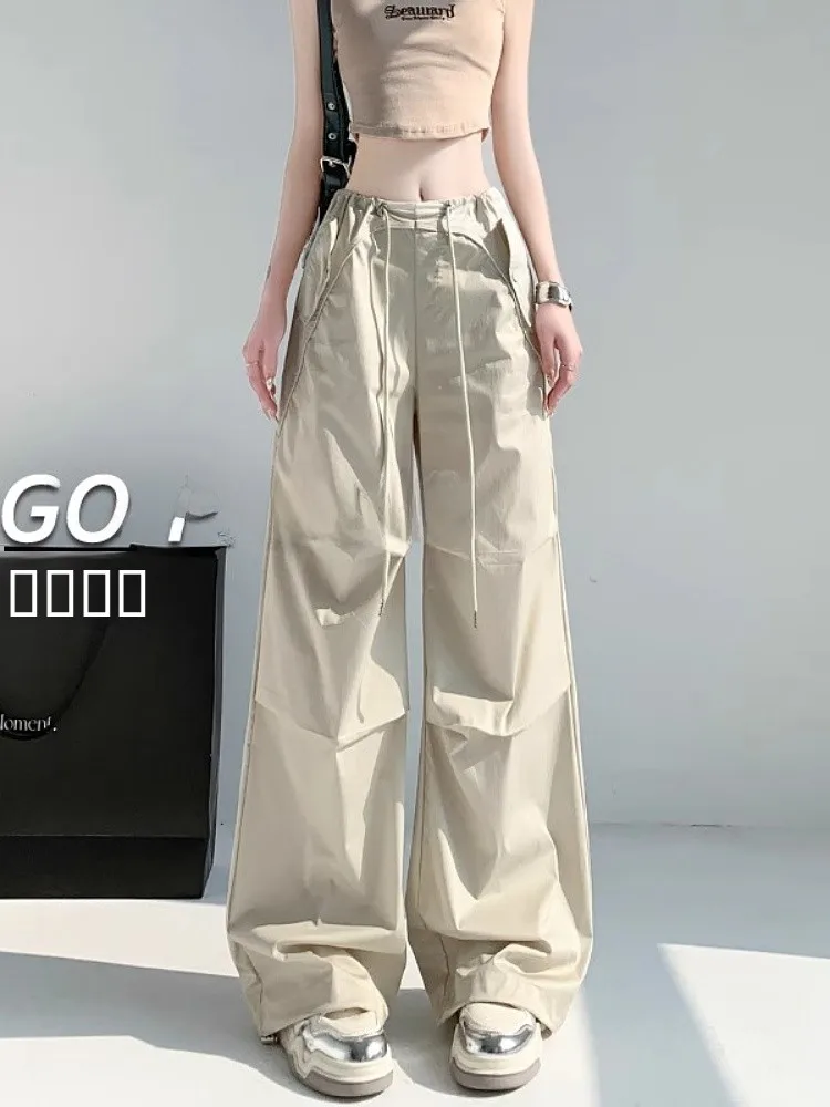 

American Sle Parachute Cargo Pants Women's Spring Autumn Loose Wide Leg Casual Summer Qui Dry Sports Mountain Pants