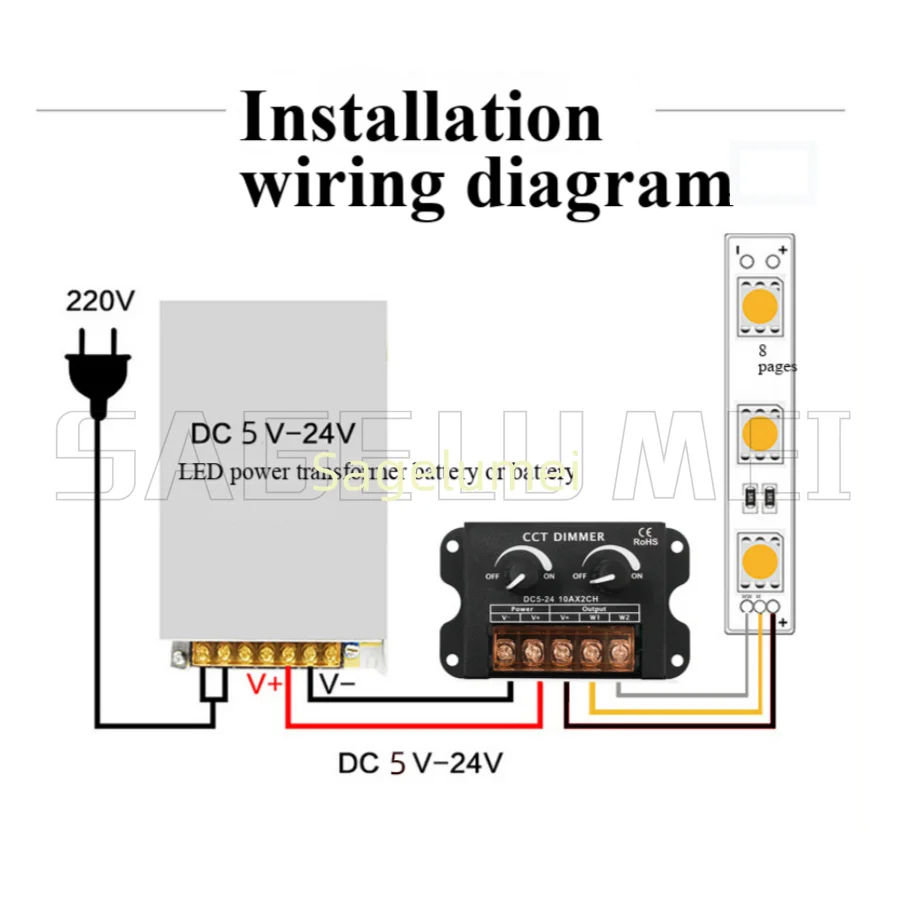 5-24VDC Dual color temperature LED Amplifier Dual knob CCT Dimmer led strip Amplifiter power Signal Repeater for WW CW Lamp tape view 6