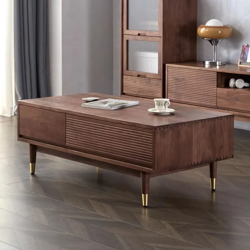 

Nordic Japanese solid wood coffee table North American black walnut tea table small apartment