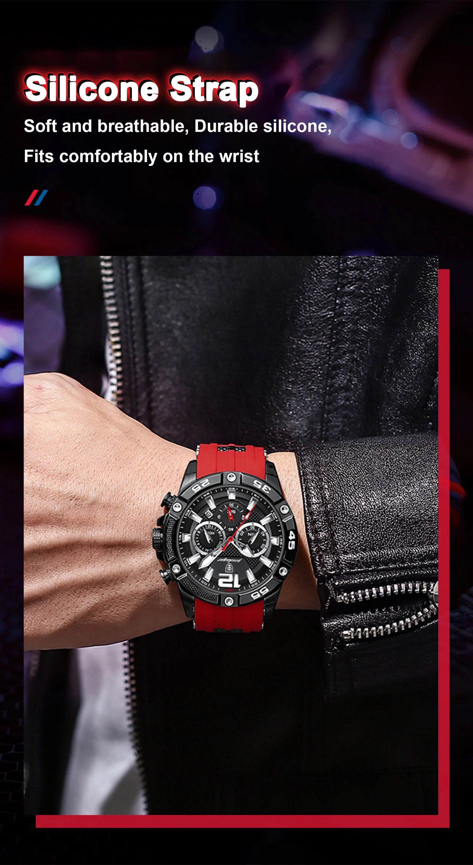 POEDAGAR Original Mode herren Uhren Wasserdicht Leucht Chronograph Datum Sport Mann Armbanduhr Hohe Qualität Quarz Männer Uhr – Detail 11