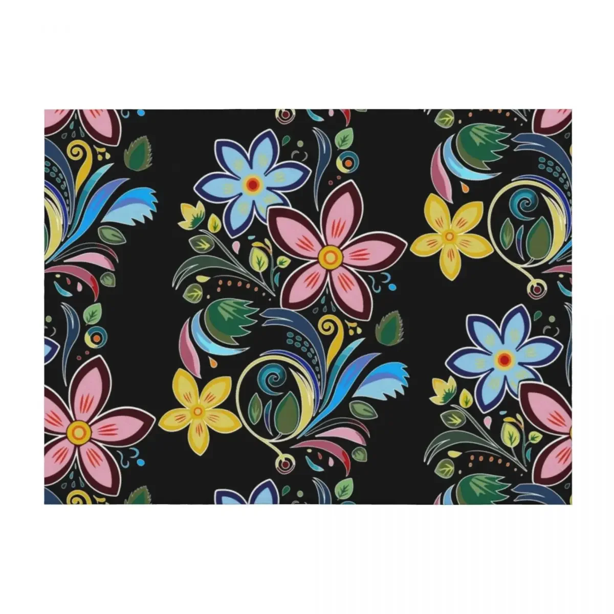 

Traditional Ojibwe Pattern, Indigenous Floral Design. Throw Blanket Hairys Heavy Sofa Quilt Sofa Blankets