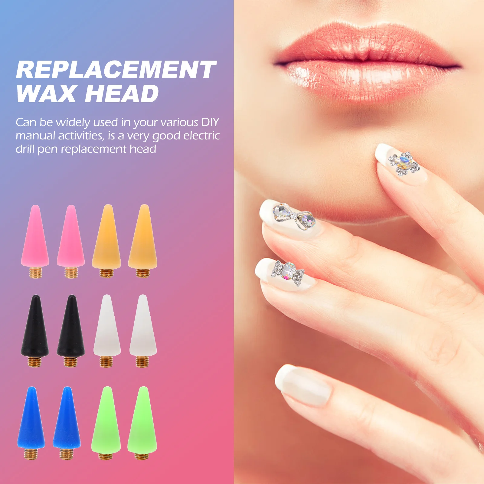 

12pcs Dotting Tip Replacement Pen Tip Wax For Nail Art Rhinestone Picker Manicure Tool Pen Accessory Nail Picker