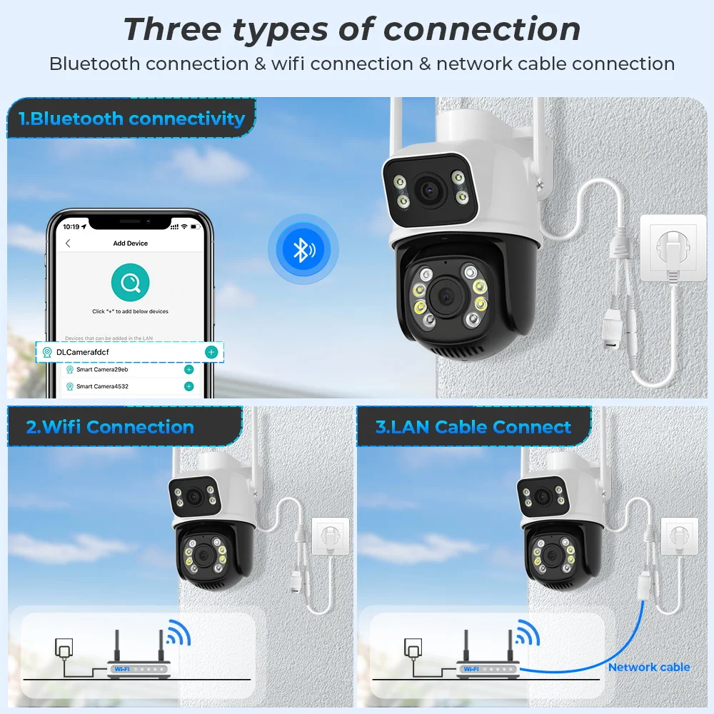 8MP 4K iCSee Wifi Camera Outdoor Dual lens Dual Screen Ai Human Detection Auto tracking Security Protection IP Wifi Surveillance image 6