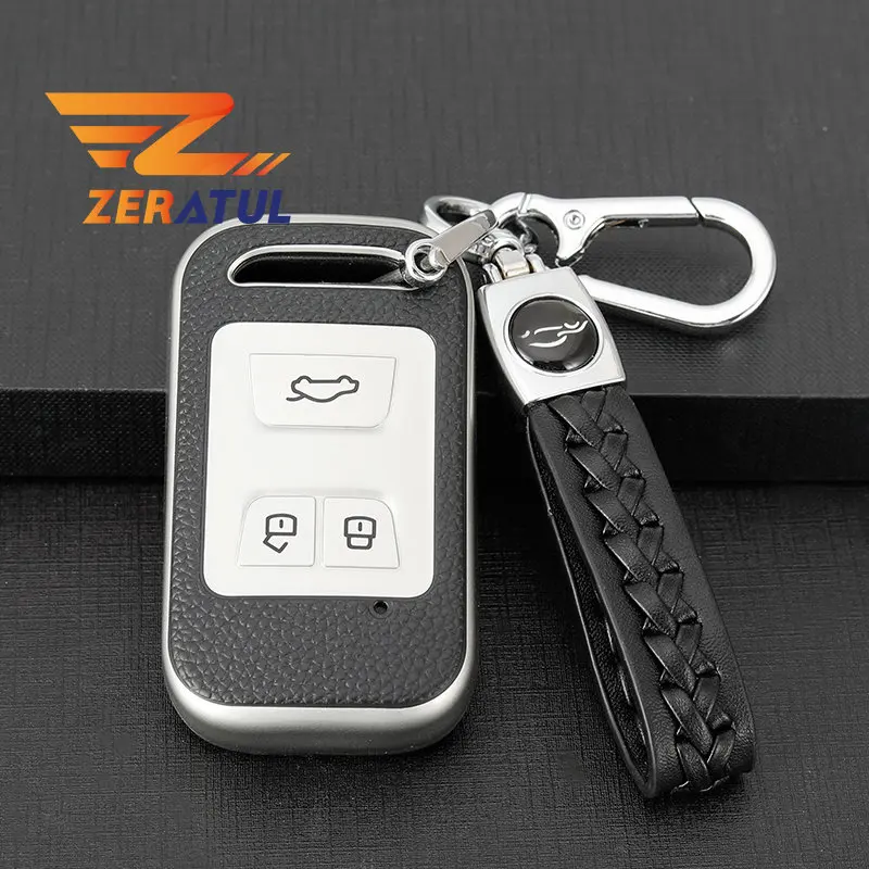 Leather TPU Car Smart Key Case Cover for Chery Arrizo Tiggo 3 5X 4 8 Glx 7 2019 2020 Shell Bag Protector Keychain Accessories