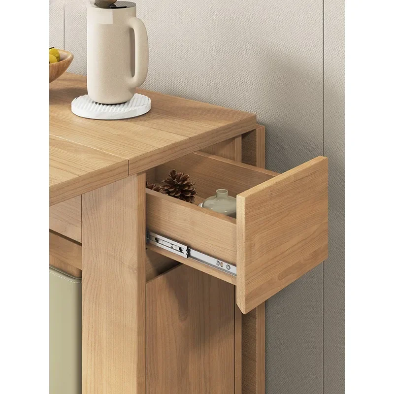 Small household folding dining table space-saving table simple modern 6-person movable solid wood folding table image 3
