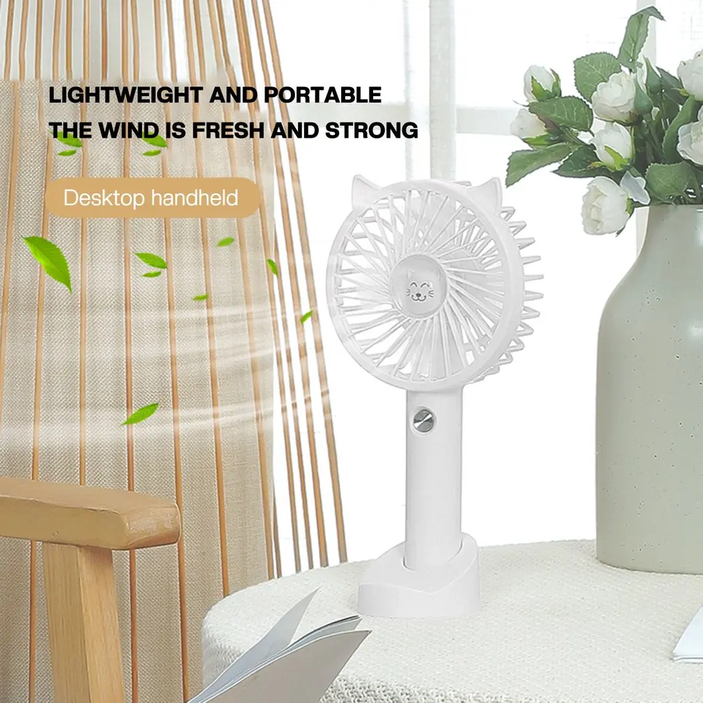 

Portable Usb Rechargeable Cooling Fans Mini Cat Handheld Fan Desktop Ventilation Fan With Base 3 Modes For Travel Outdoor