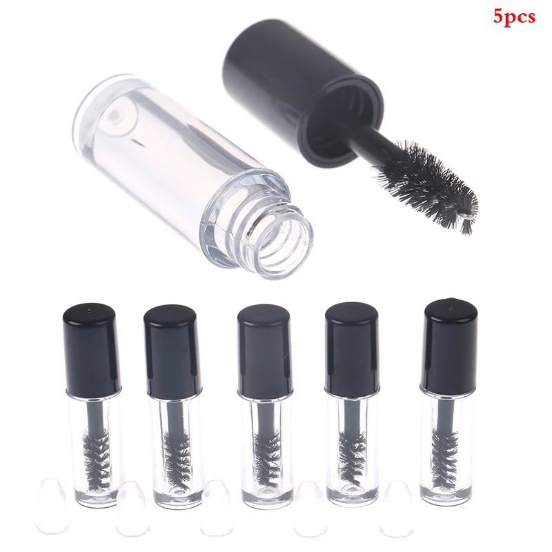 

5pcs Empty 0.8ml Mascara Cream Bottle With Lash Brush Portable Plastic Lip Gloss Tube DIY Refillable Sample Cosmetics Container