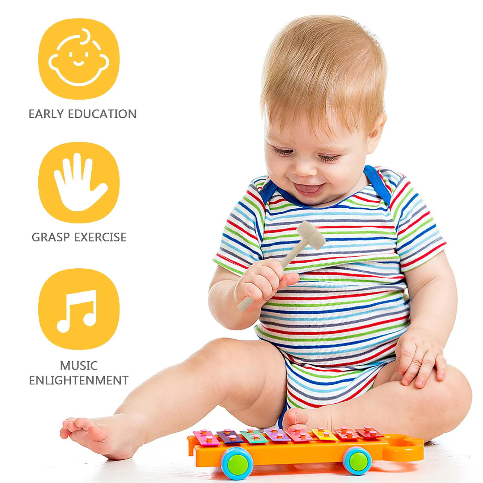 36 Piezas de Mazos de Madera, Juguete de Aprendizaje Interactivo para la Coordinación Ojo-Mano y la Fuerza Muscular, Martillos de Madera para Niños