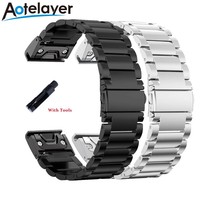 20 22 26mm Quick Release Solid Stainless Steel Watch Strap for Garmin Fenix 8X 7X 7 7S 6S 6X 6 Pro 5X 5 5S 3HR Metal Bracelet